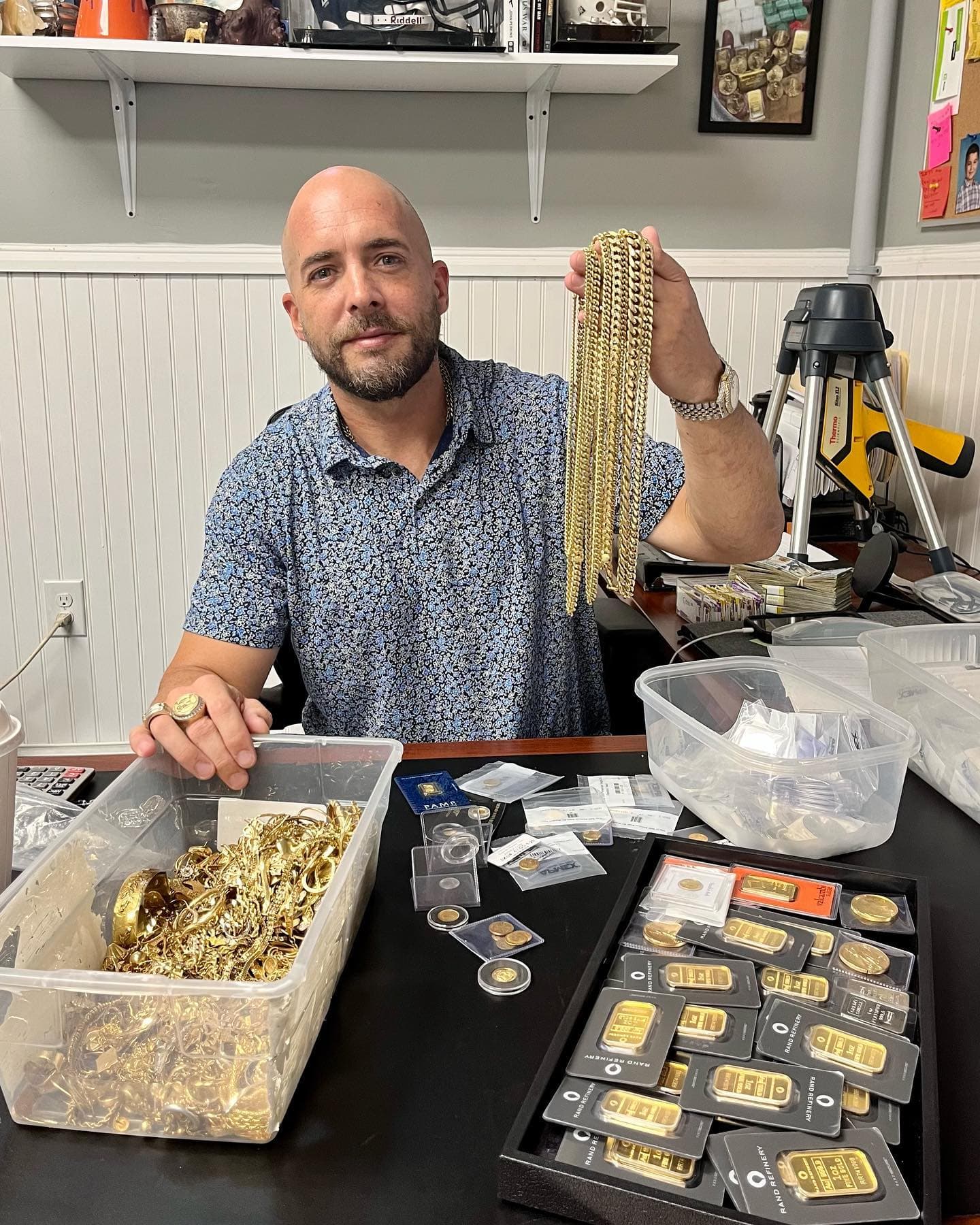 Andrew Henn, owner of Bayshore Bullion Exchange, at the counter in Keansburg, New Jersey.