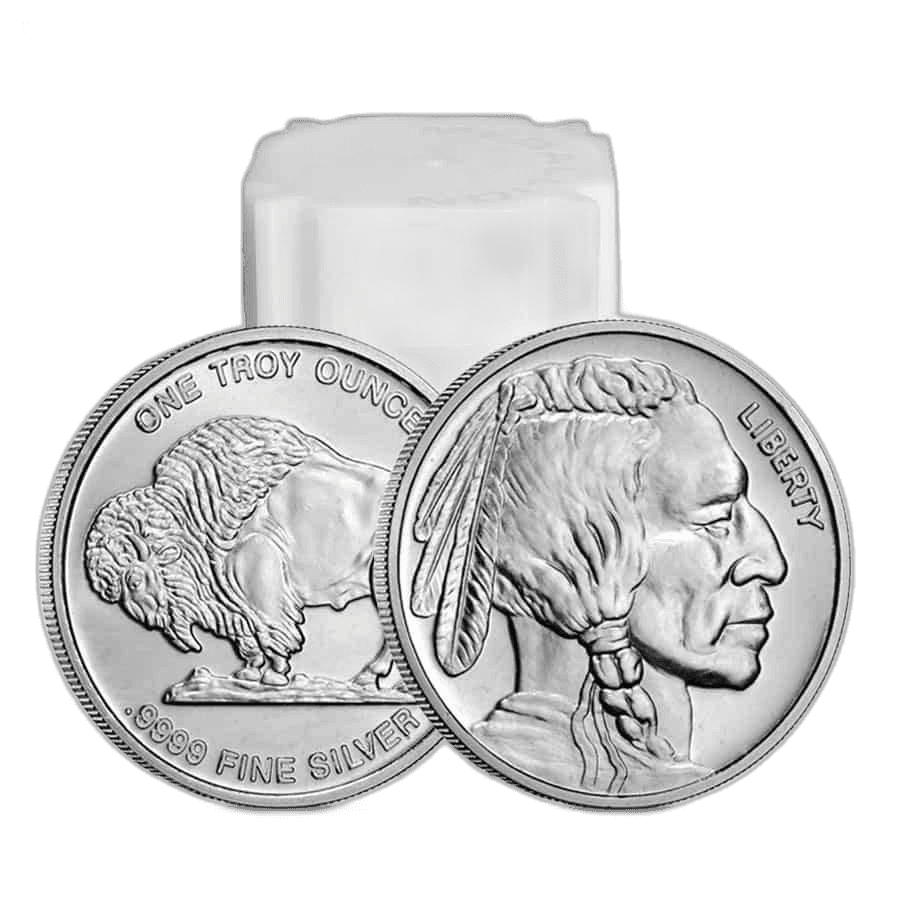 20 oz Tube — 20 x 1 oz .999 Fine Silver Rounds - Buffalo Design